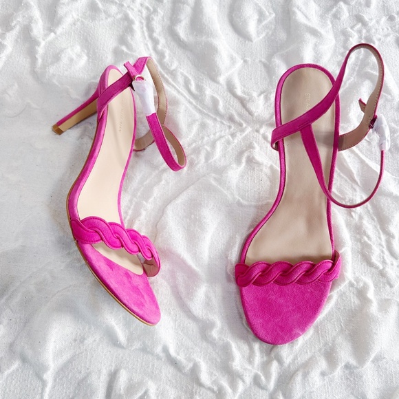 Stuart Weitzman Dancer Twistie 100 Suede Sandal In Pink Size 11.5 - Picture 2 of 7